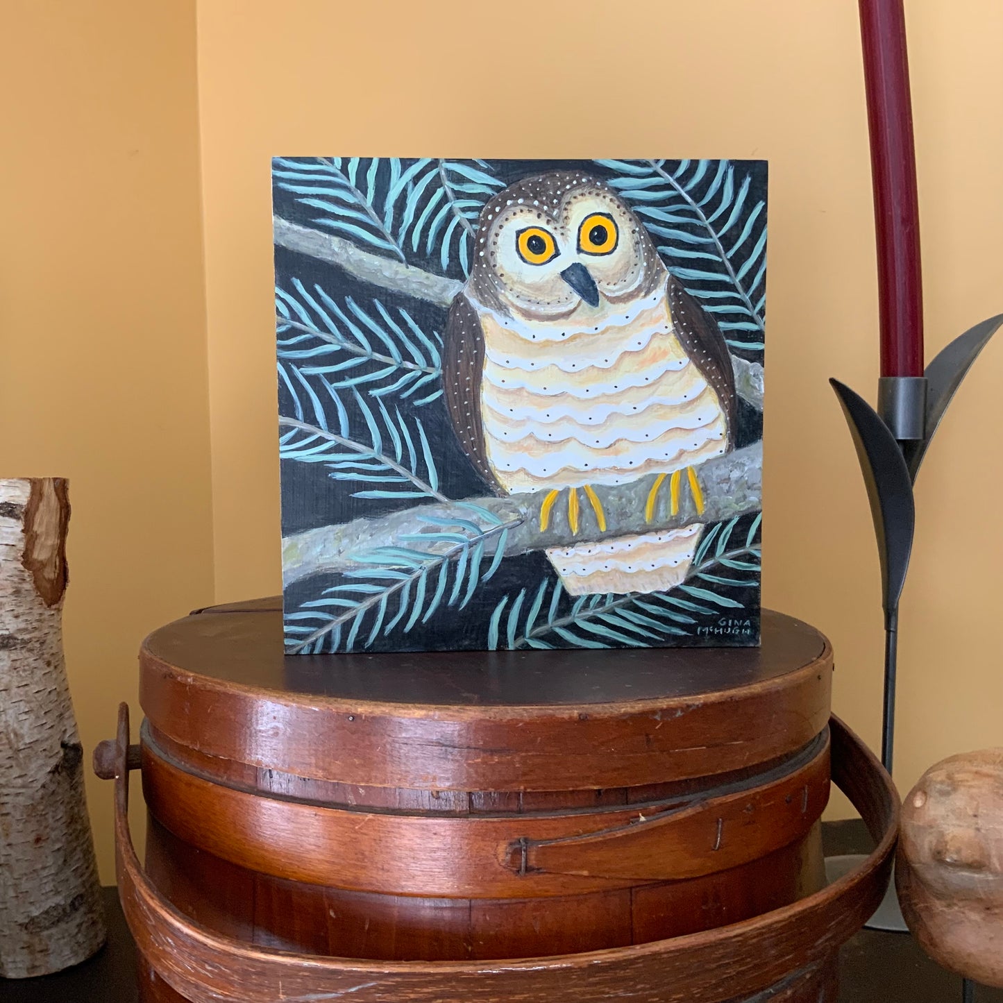 “Wondering When I’ll See You” -Northern Saw-Whet Owl - Original Painting