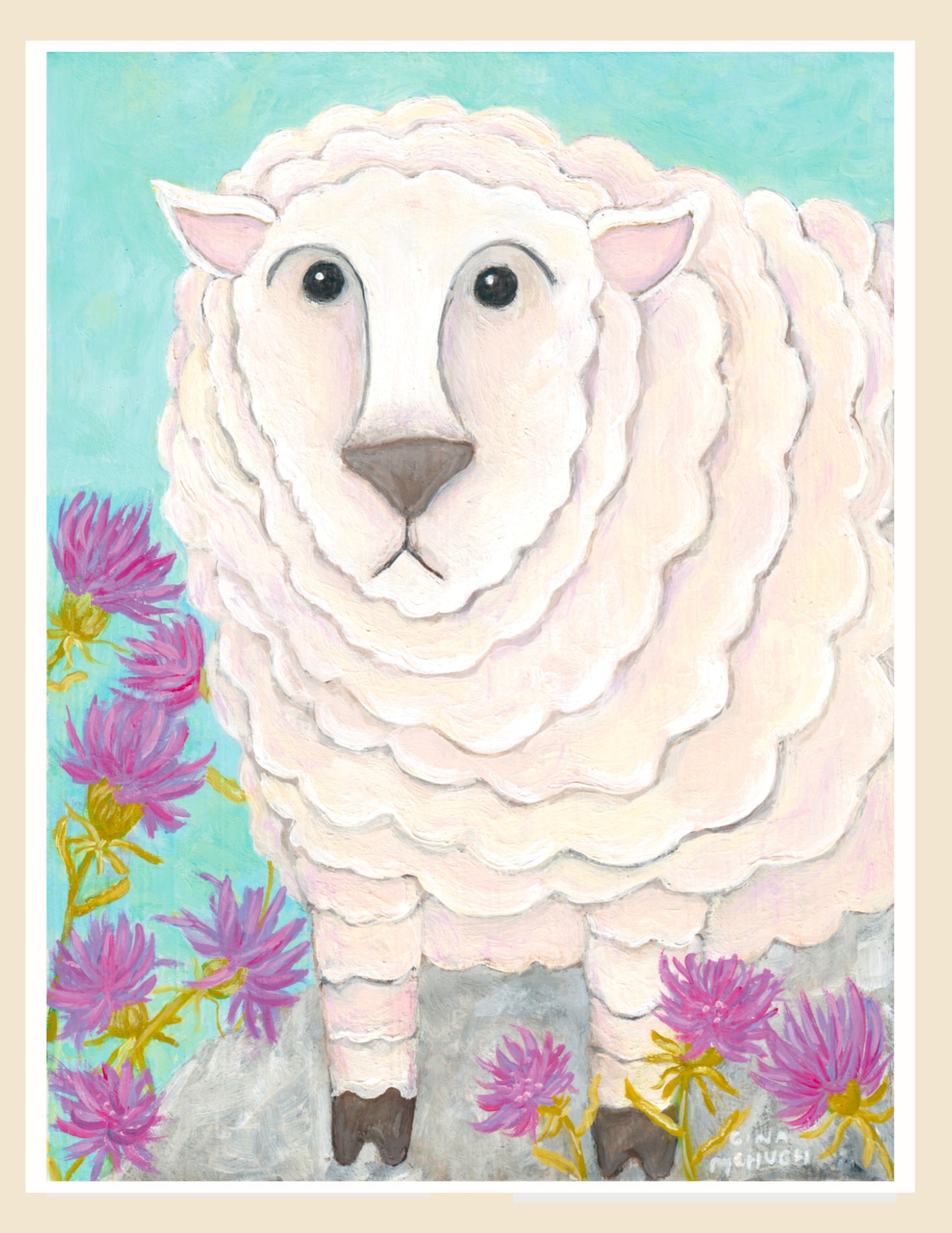 Sheep and Thistle Print