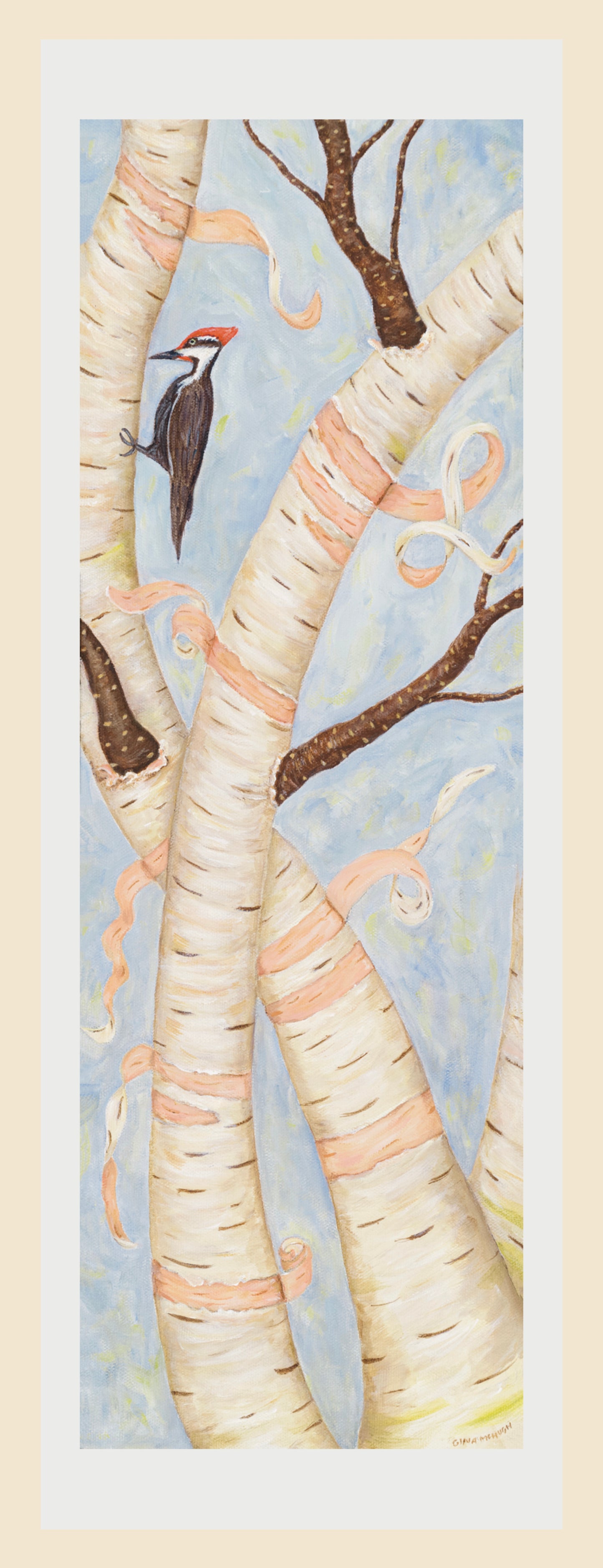 Forest Melody - Woodpecker on Birches