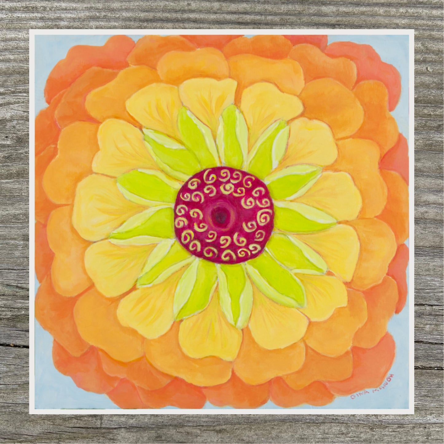 Queen Lemon Peach Zinnia 4 print