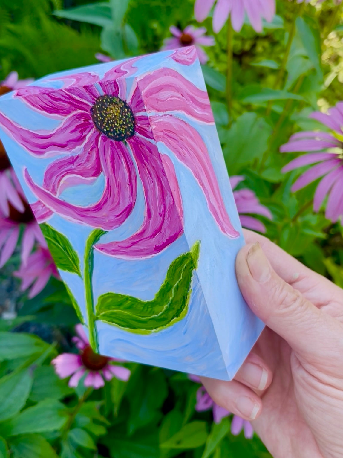 Summer Garden Moments - Coneflower Mini Original Painting
