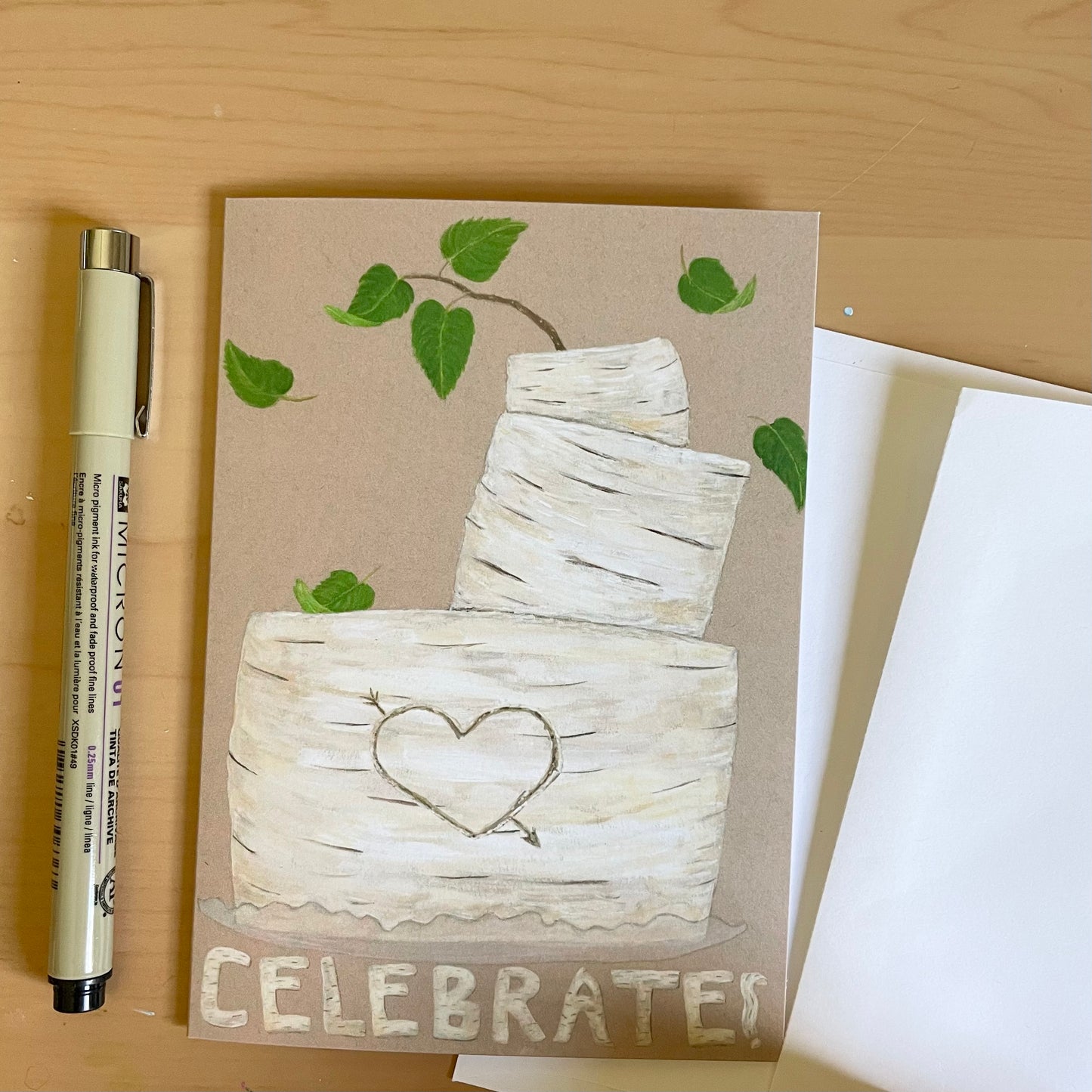 “Celebrate” Birch Bark Cake Greeting Card