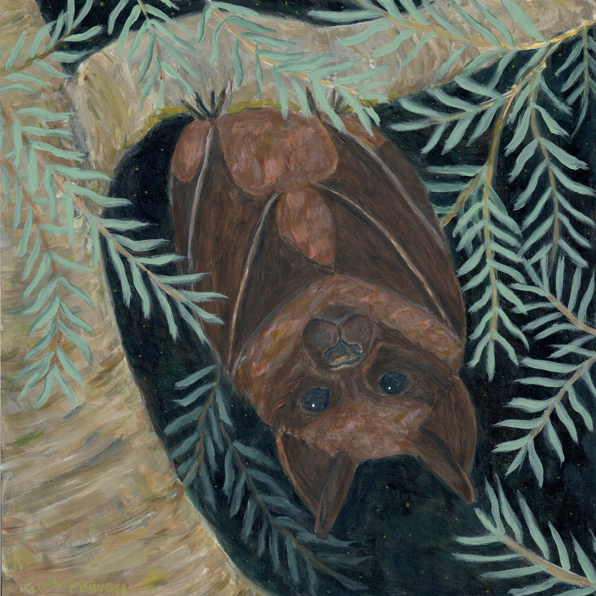“Waiting for the Night” -Bat - Original Painting