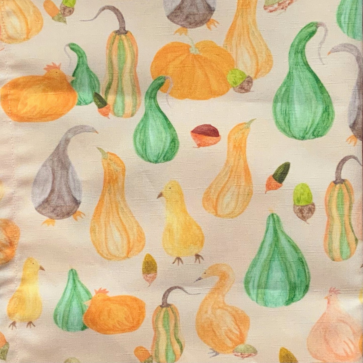 Chickens, Geese, and Gourds Harvest Tea Towel