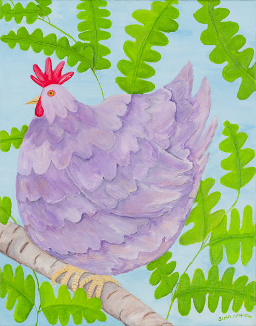 “Fern” Lavender Orpington Chicken with Ferns - original painting