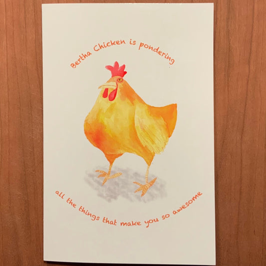 Bertha Chicken Greeting Card - a Fun Everyday Greeting Card