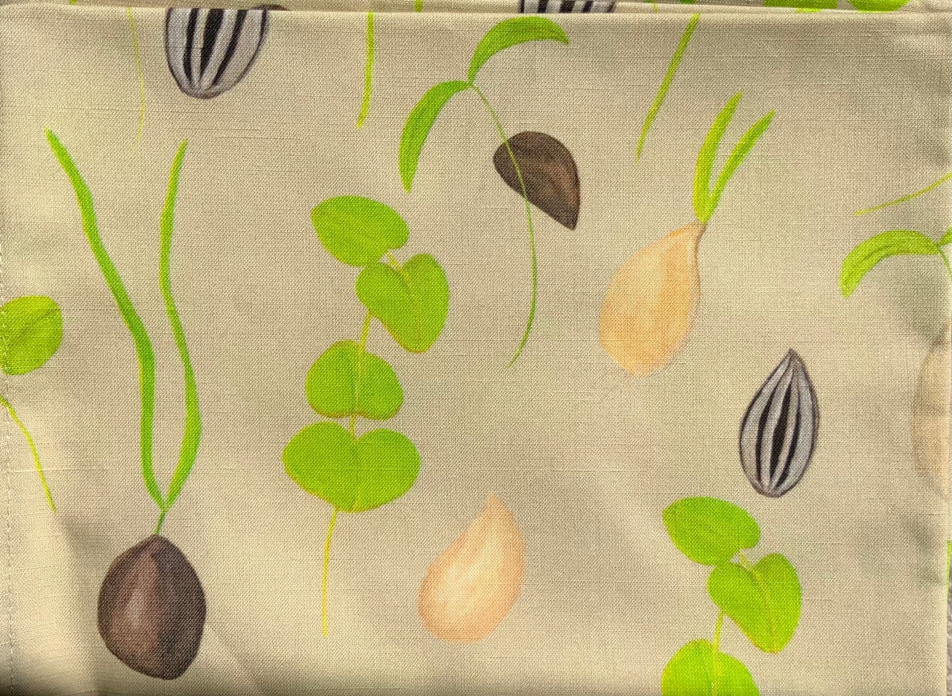 Seedlings tea towel in natural earth tan