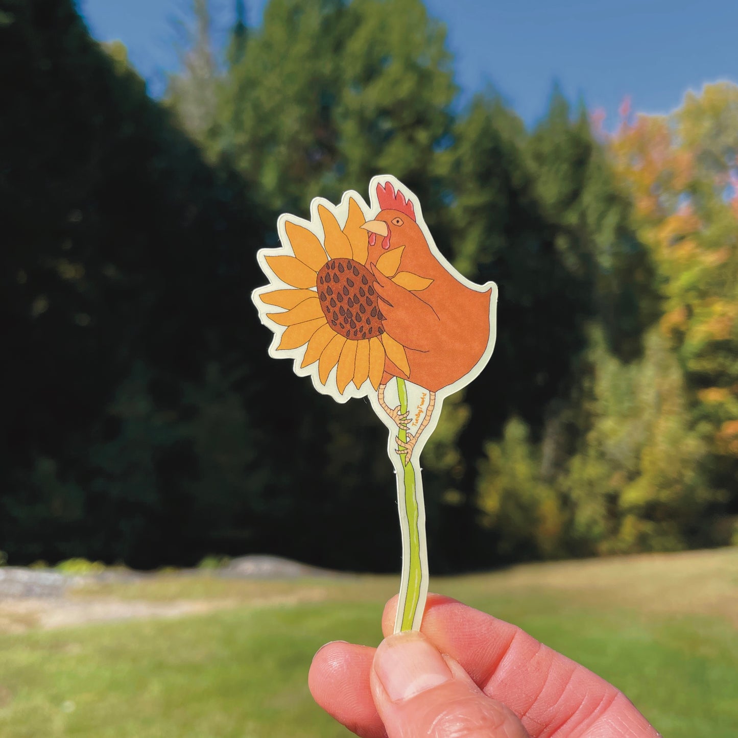 Sunflower Chicken Decorative Vinyl Sticker