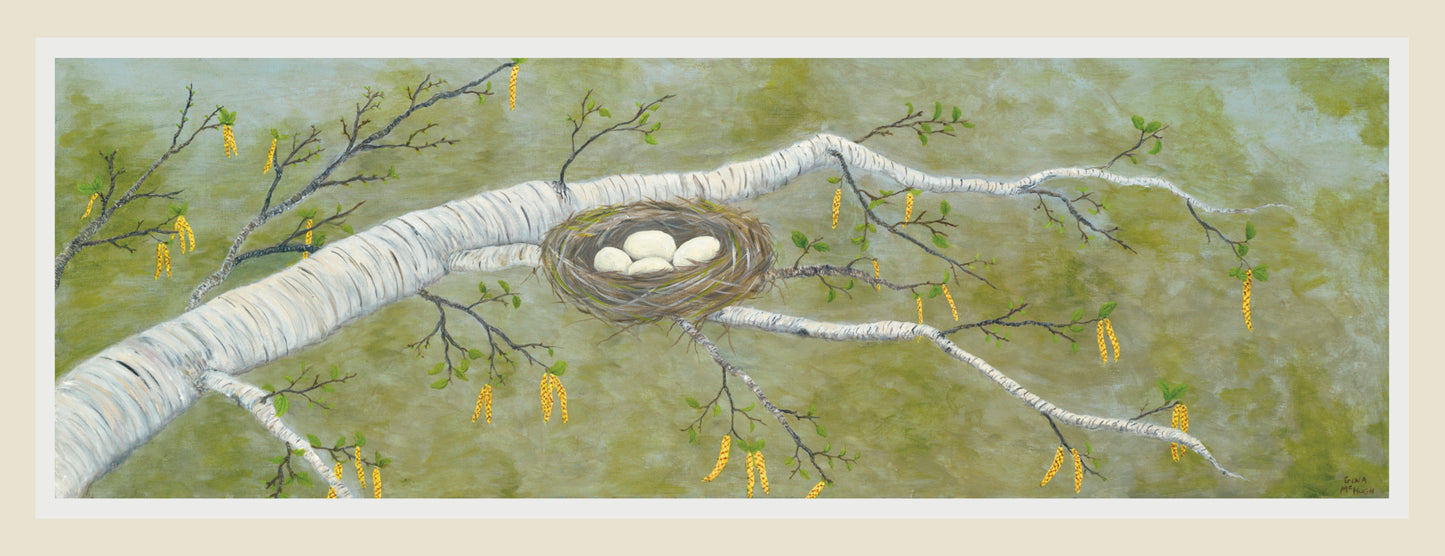 Spring Awakening - Birch Branch with Nest print