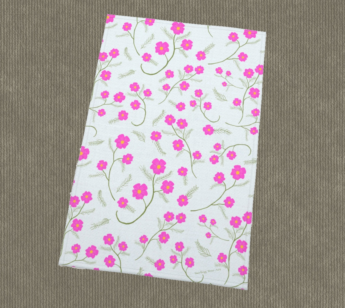 Cosmos Flowers Tea Towel