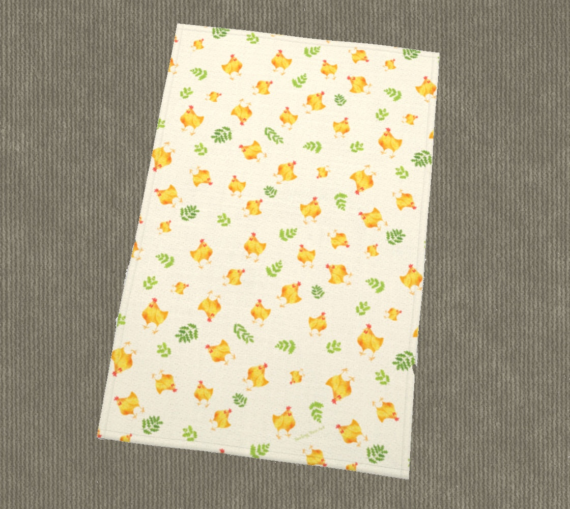 Chickens and Ferns Tea Towel