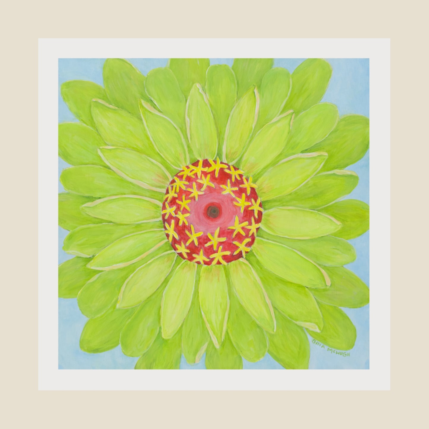 Queen Lime Zinnia 3 print