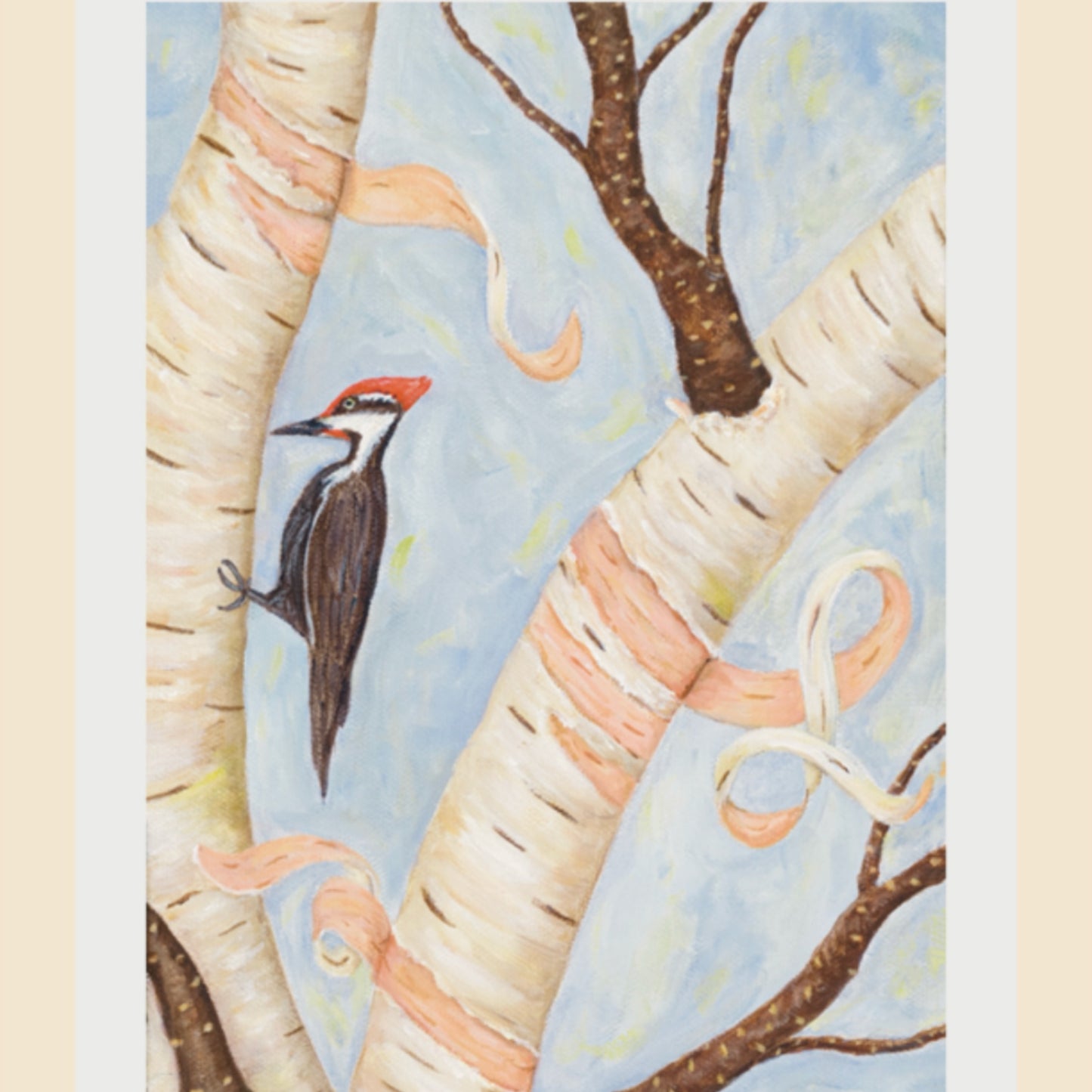 Forest Melody - Woodpecker on Birches