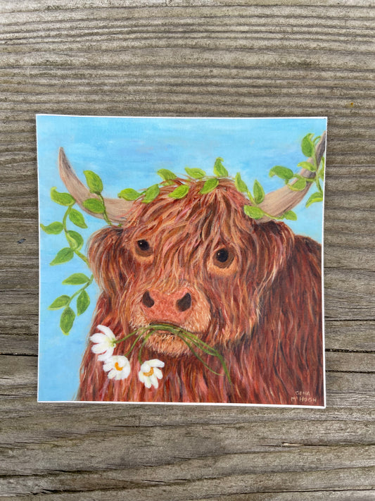 Ginger the Highland Cow Vinyl Decorative Sticker
