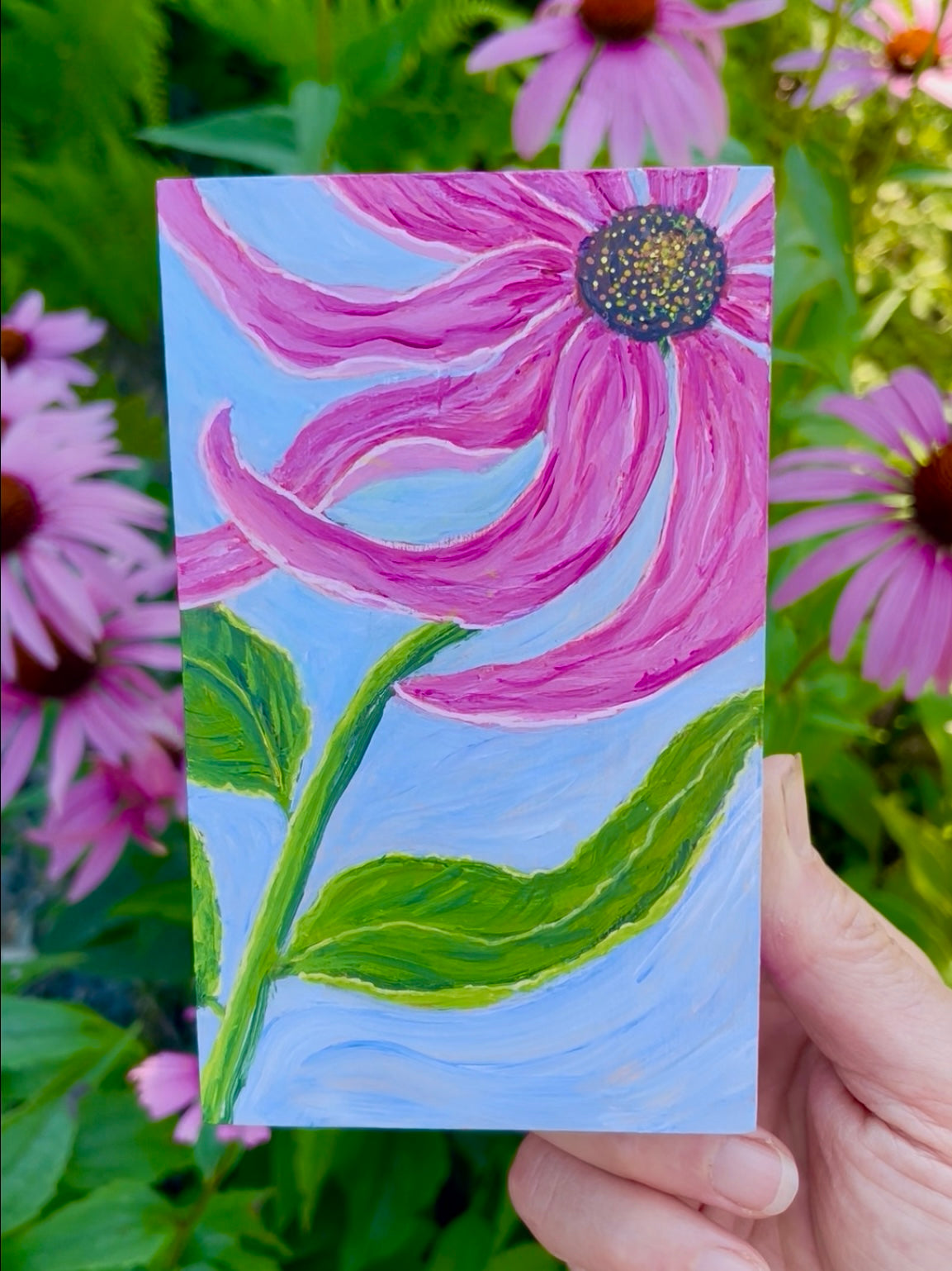 Summer Garden Moments - Coneflower Mini Original Painting