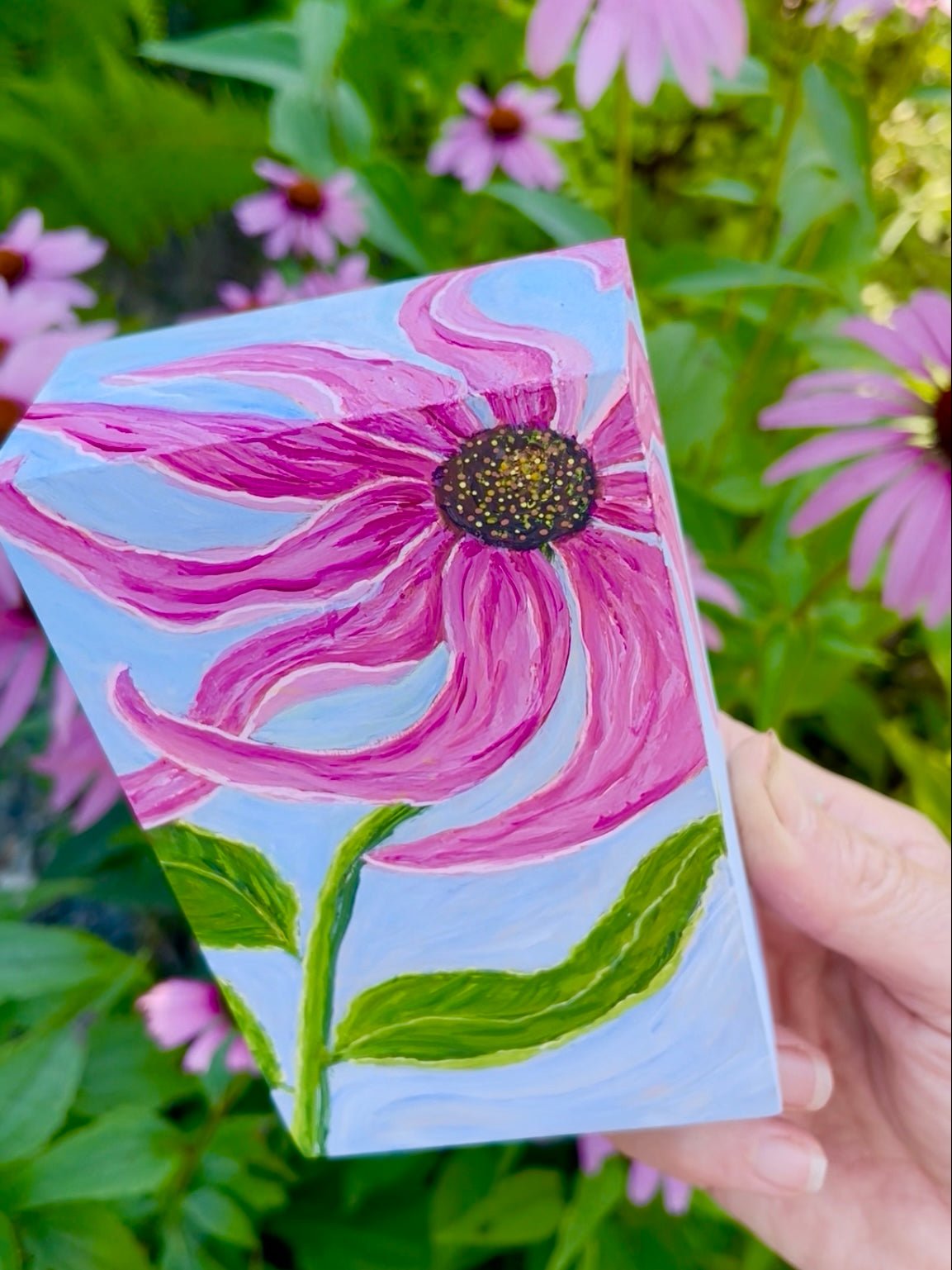 Summer Garden Moments - Coneflower Mini Original Painting