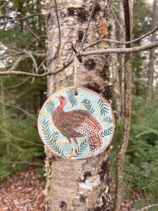 Wild Turkey -Handpainted Aspen Wood Slice Ornament