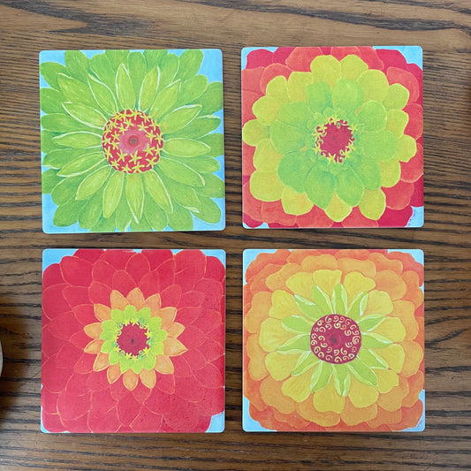 Zinnias coasters - Set of Four