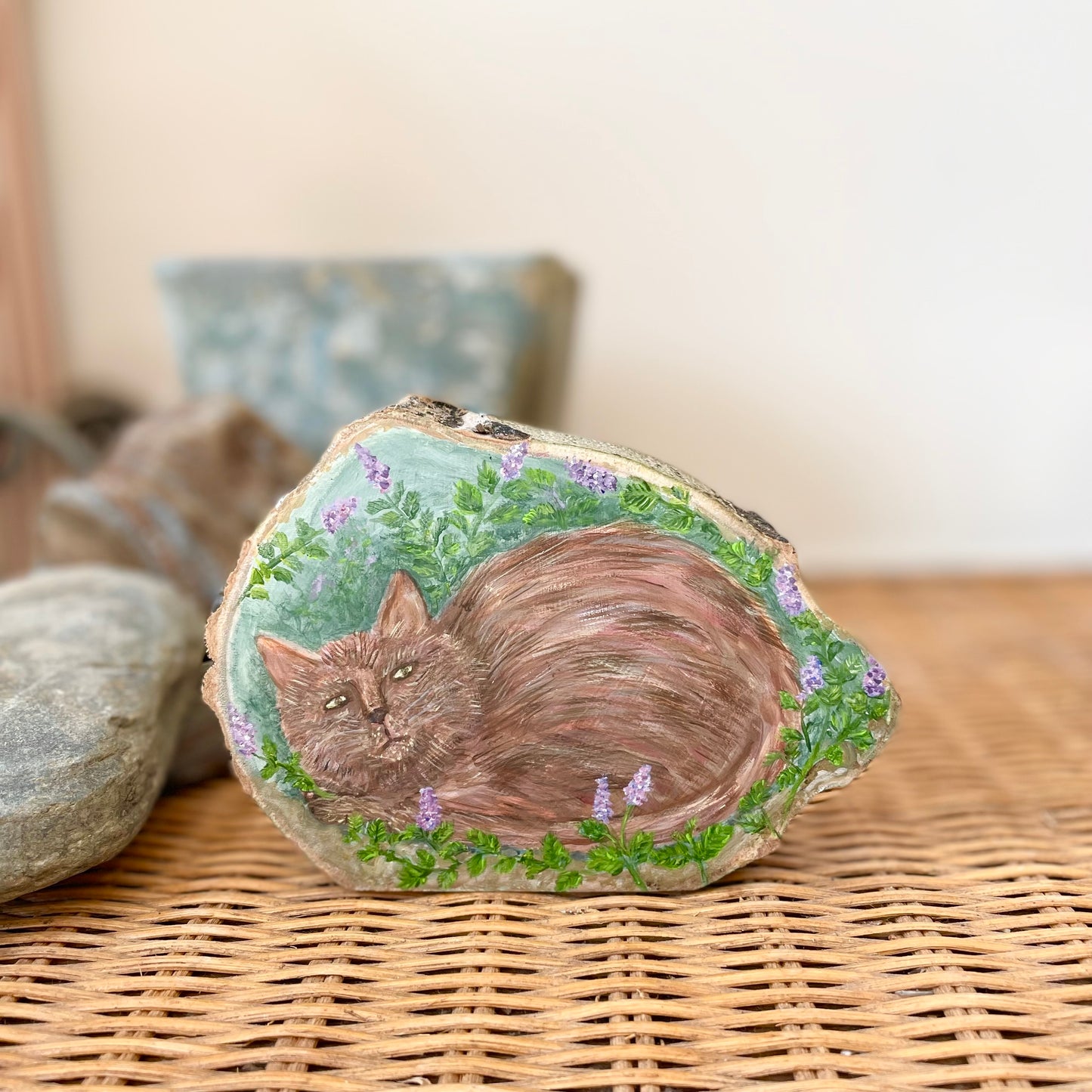 Kitty in the Catnip - Mini Original Painting