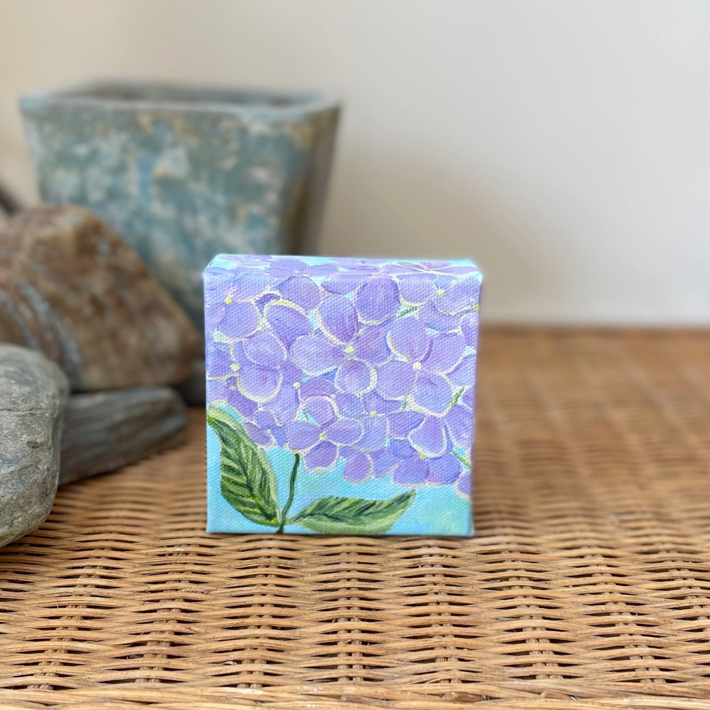 blue-purple Hydrangea small painting