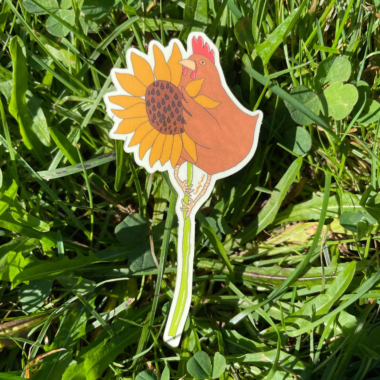 Sunflower Chicken Decorative Vinyl Sticker