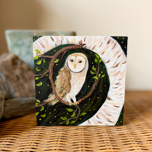 Free in the Wind - Barn Owl - Mini Original Painting