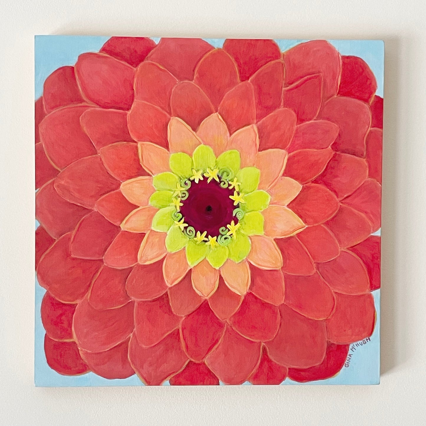 Queen Lime Zinnia 2 - Original Painting