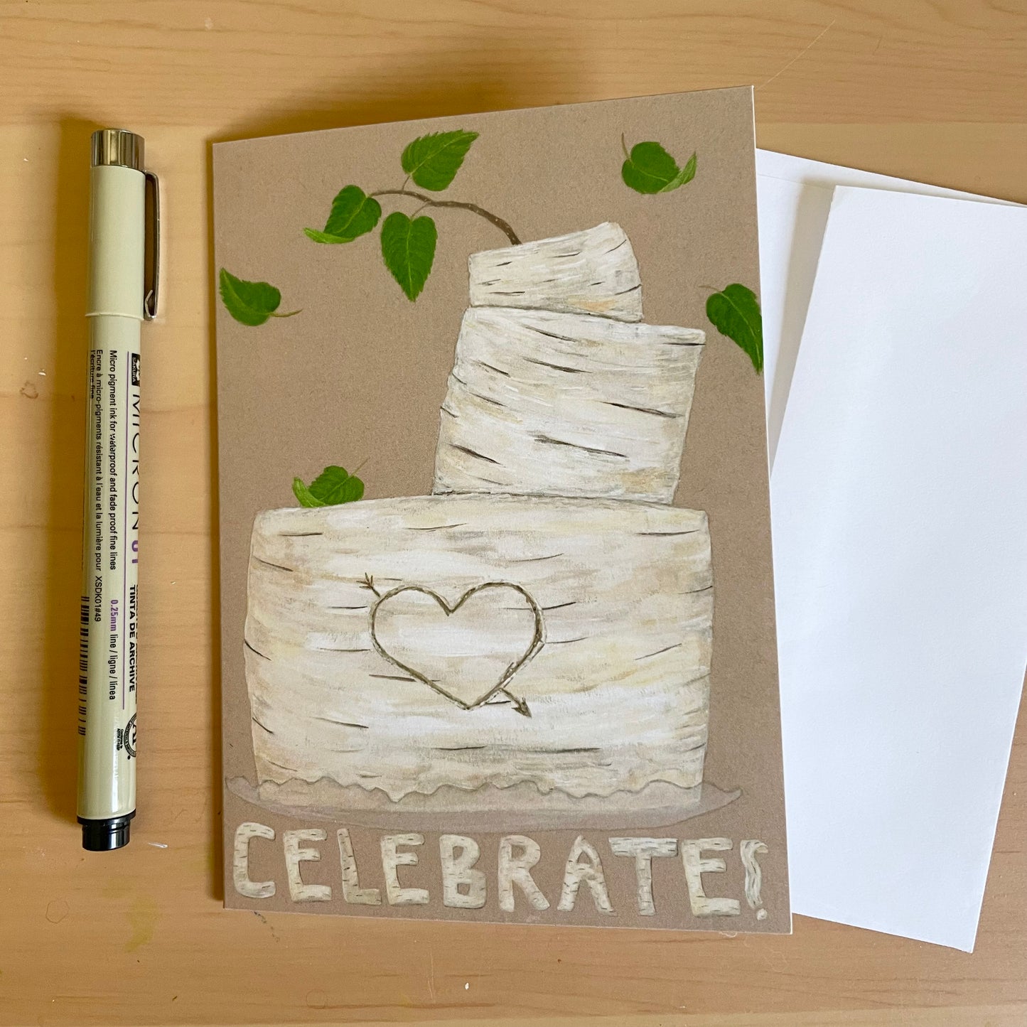 “Celebrate” Birch Bark Cake Greeting Card