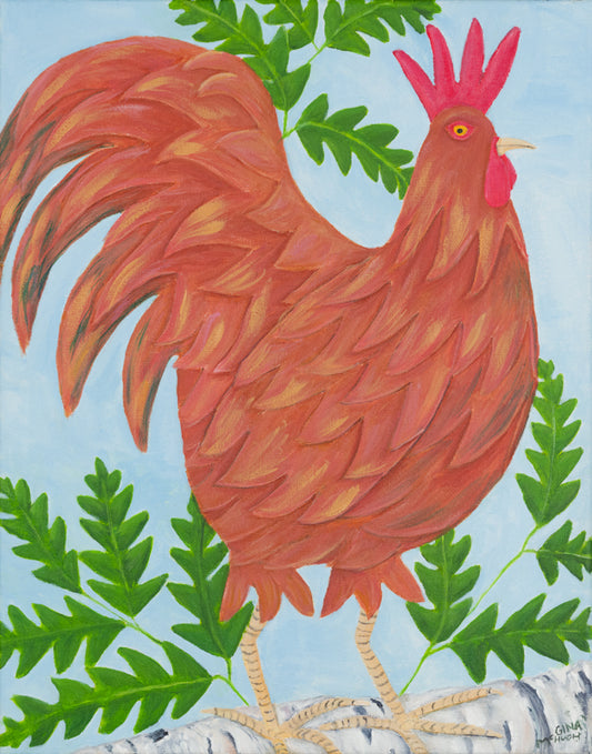 “Patrick” Rooster with Ferns print