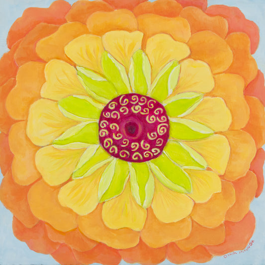 Queen Lemon Peach Zinnia 4 print