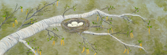 Spring Awakening - Birch Branch with Nest print